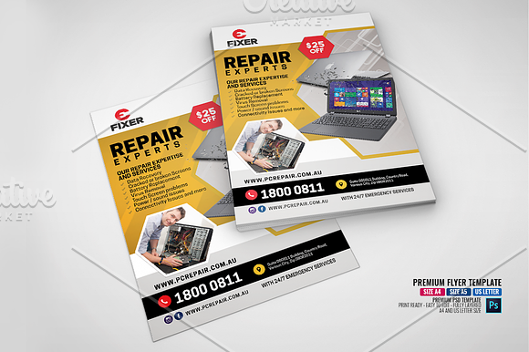Macbook and Laptop Computer Repair in Flyer Templates - product preview 1