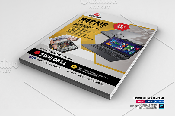 Macbook and Laptop Computer Repair in Flyer Templates - product preview 2