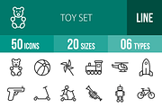 50 Toy Set Line Icons