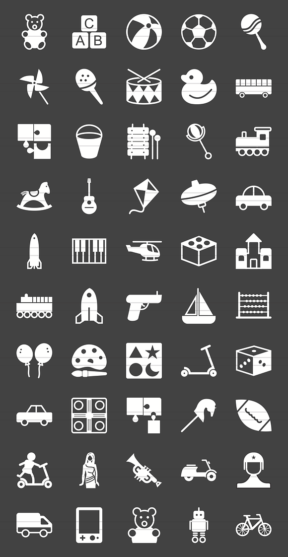50 Toy Set Glyph Inverted Icons in Graphics - product preview 1