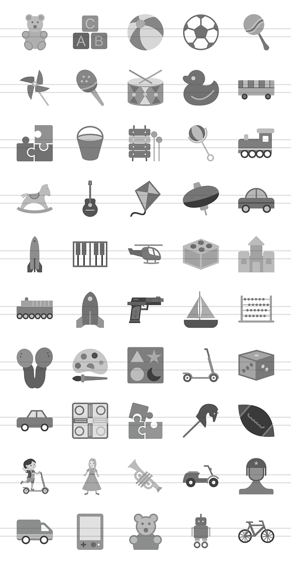 50 Toy Set Greyscale Icons in Graphics - product preview 1