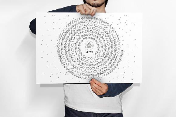Moon Calendar 2020 in Stationery Templates - product preview 1