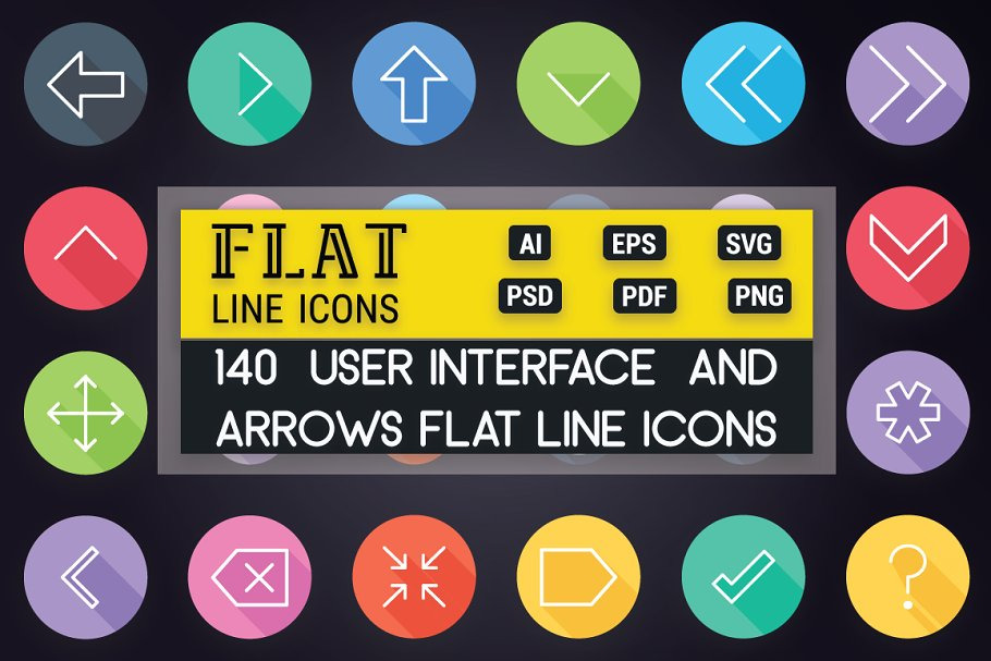 User Interface and Arrows Flat Icons