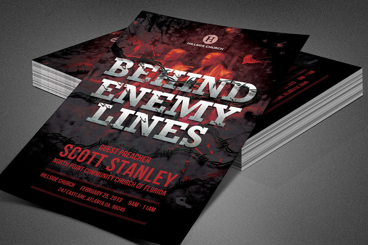 Behind Enemy Lines Church Flyer in Flyer Templates - product preview 8