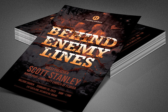 Behind Enemy Lines Church Flyer in Flyer Templates - product preview 1