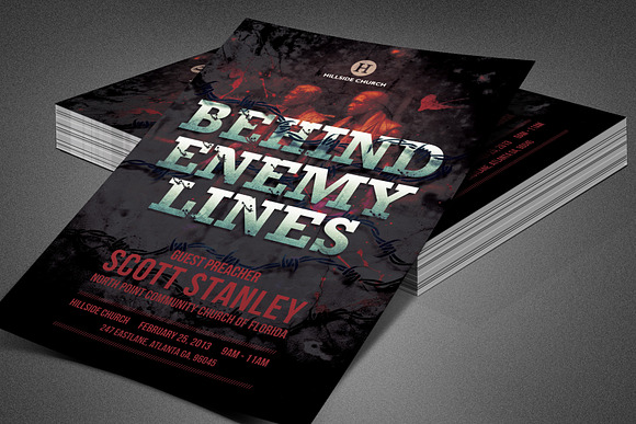 Behind Enemy Lines Church Flyer in Flyer Templates - product preview 2
