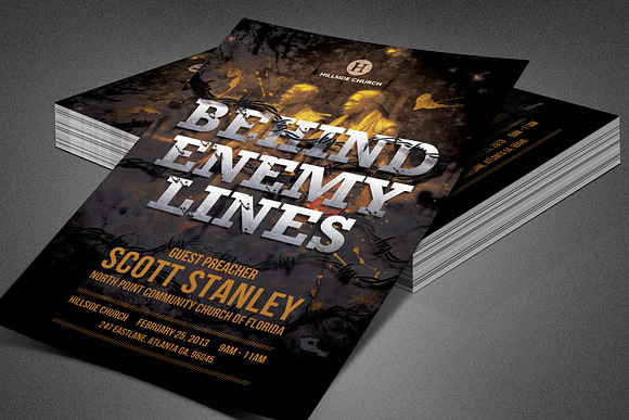 Behind Enemy Lines Church Flyer in Flyer Templates - product preview 4