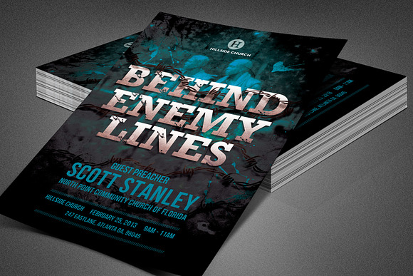 Behind Enemy Lines Church Flyer in Flyer Templates - product preview 5