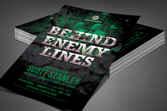 Behind Enemy Lines Church Flyer in Flyer Templates - product preview 6