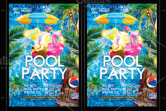Pool Party Flyer in Flyer Templates - product preview 4