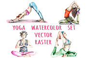 Yoga poses set (vector, raster)
