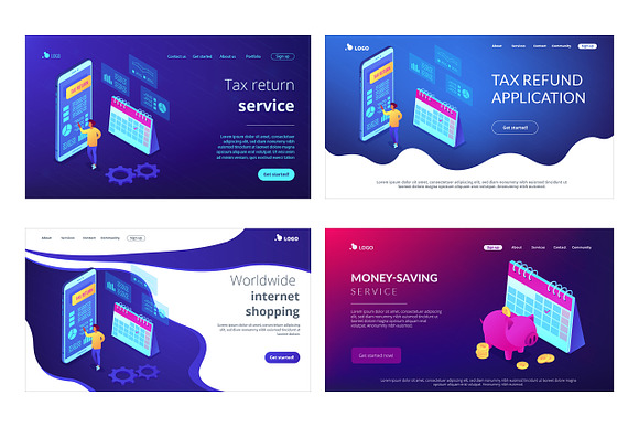 Business Isometric Landing Pages in Landing Page Templates - product preview 3