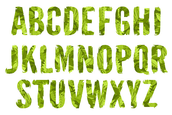 Green Leaves Alphabet [Vector] in Symbol Fonts - product preview 1