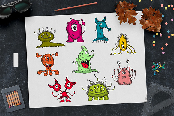 Cute monsters set in Illustrations - product preview 2