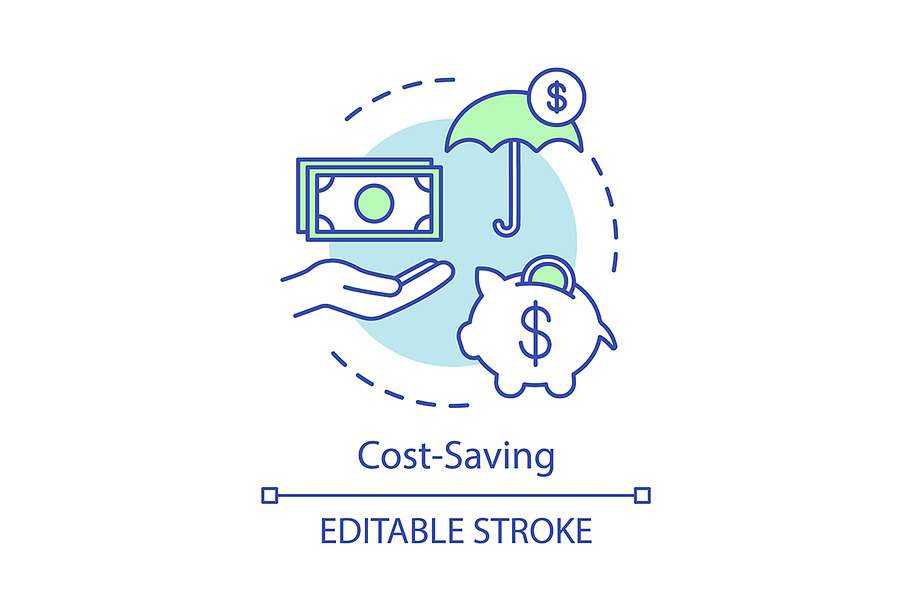 Cost-saving advantage concept icon