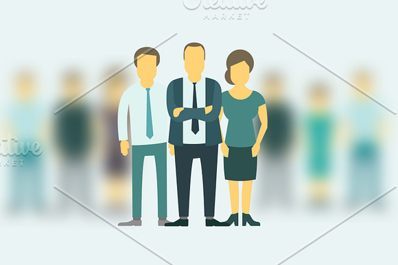 Set with business people vector flat in Illustrations - product preview 1