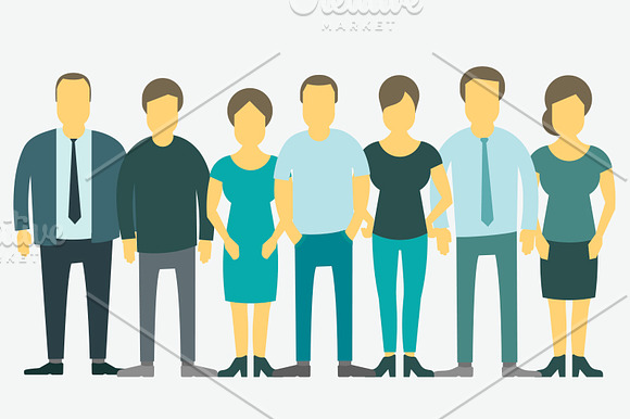 Set with business people vector flat in Illustrations - product preview 2