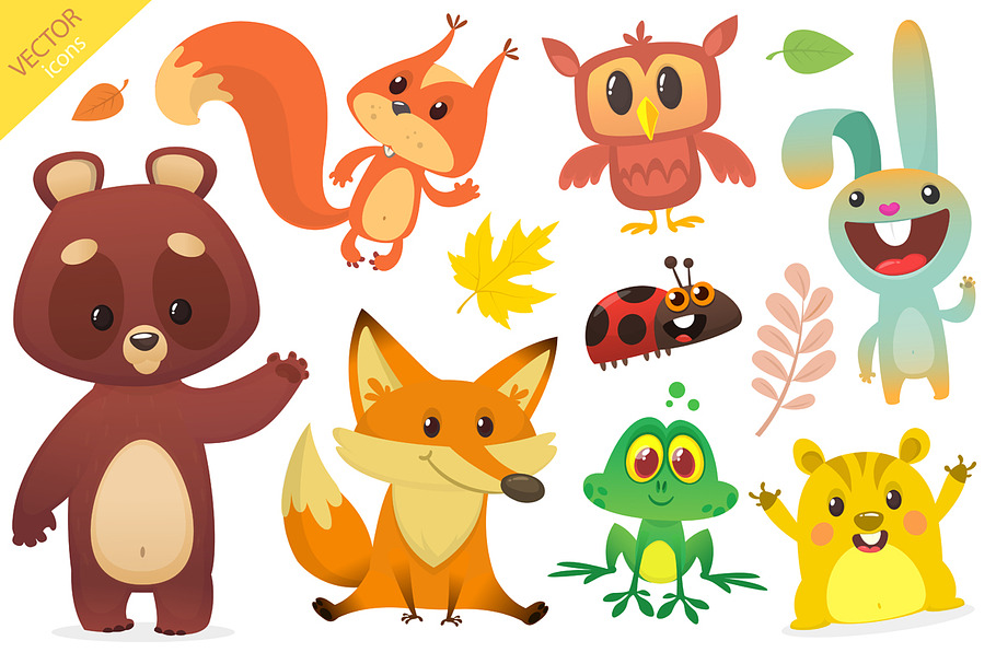 Cartoon forest animals. Vector set | Custom-Designed Illustrations