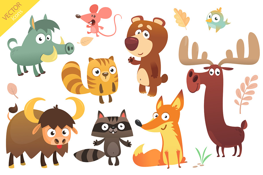 Cartoon forest animals set in Illustrations - product preview 8