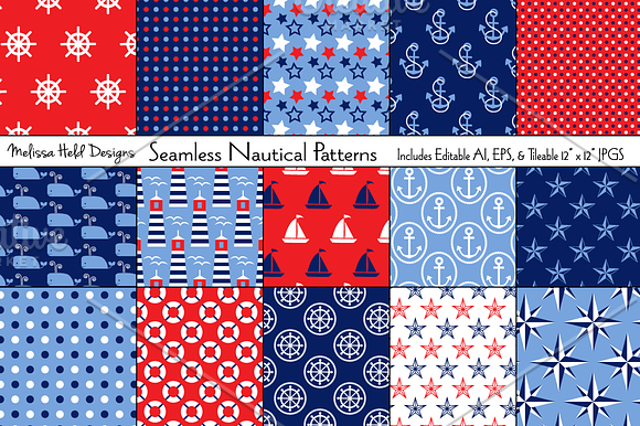 Seamless Nautical Patterns in Patterns - product preview 1