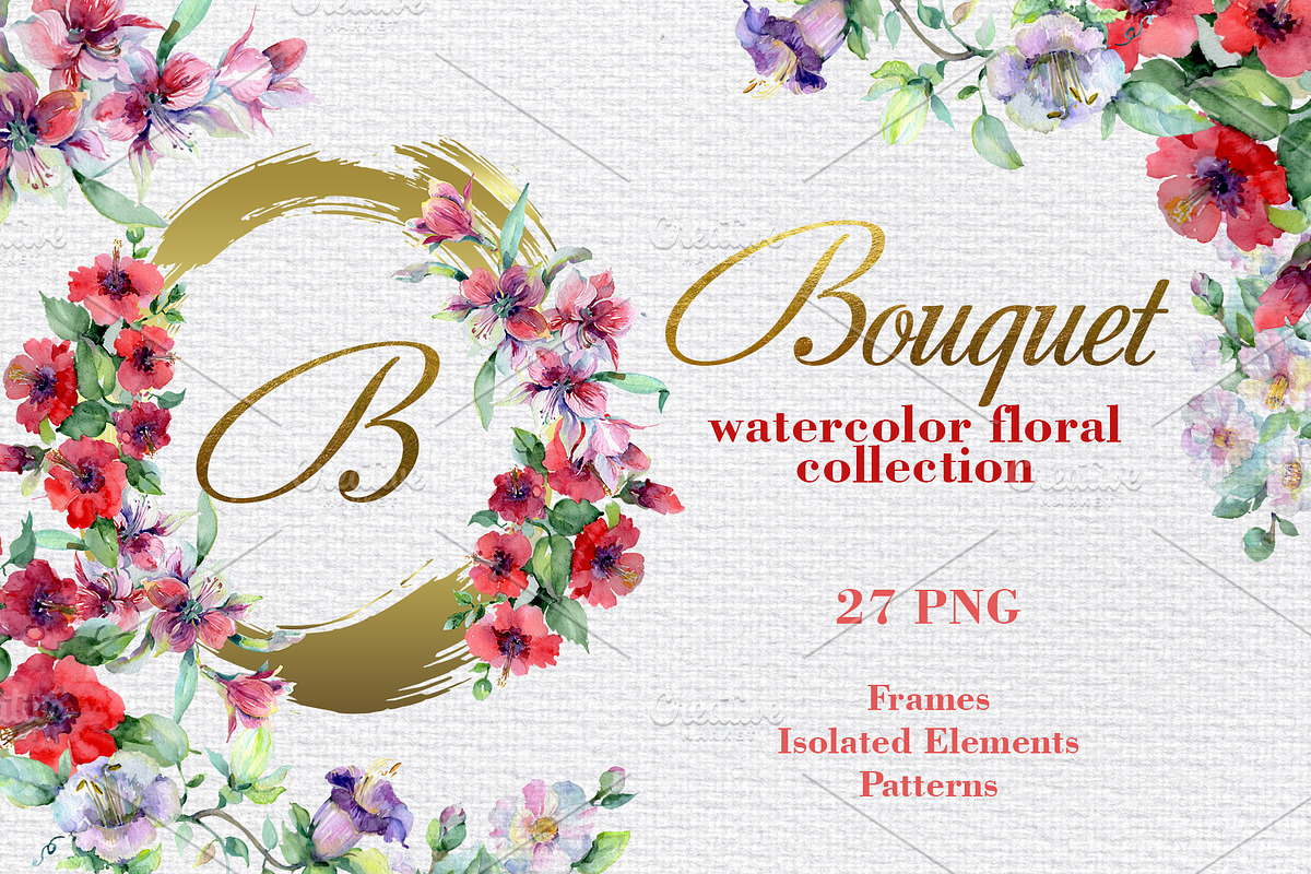 Bouquet of bright dreams watercolor in Illustrations - product preview 8