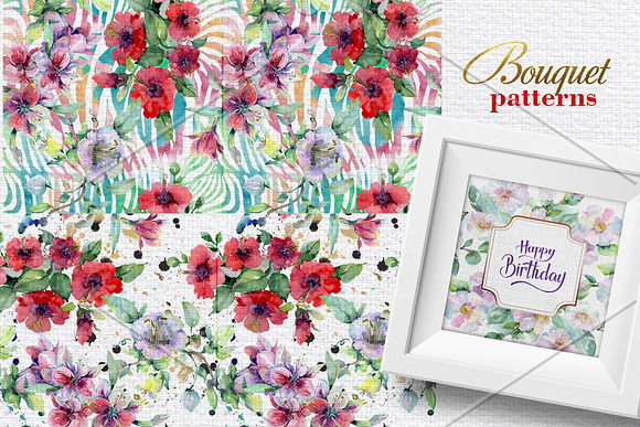 Bouquet of bright dreams watercolor in Illustrations - product preview 3