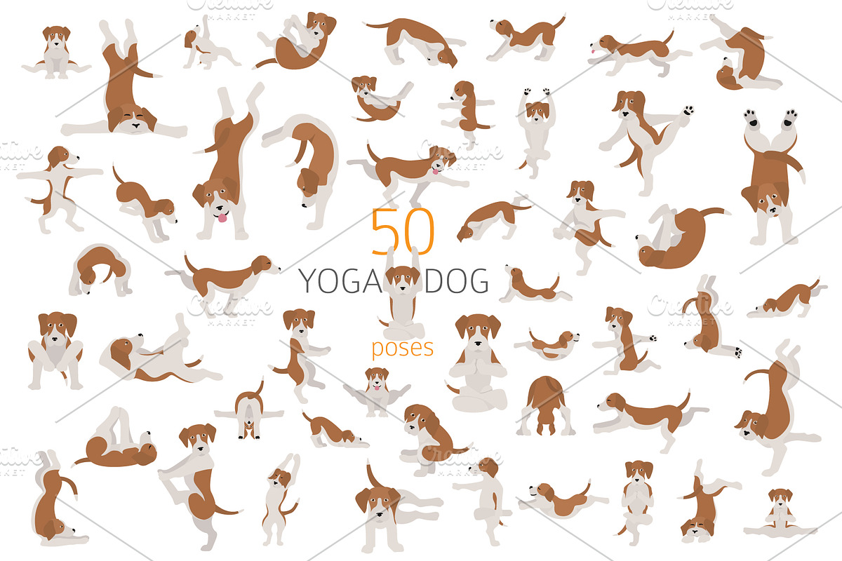 50 yoga dog poses in Illustrations - product preview 8