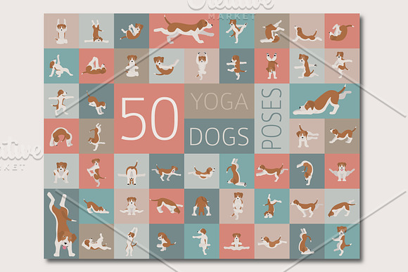 50 yoga dog poses in Illustrations - product preview 1