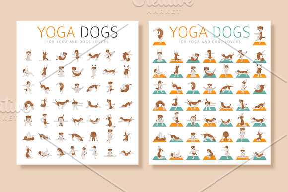 50 yoga dog poses in Illustrations - product preview 2