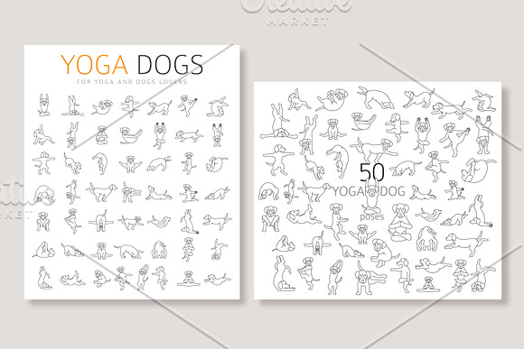 50 yoga dog poses in Illustrations - product preview 3