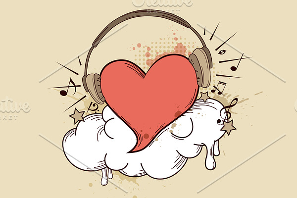 Background with Heart and Headphones