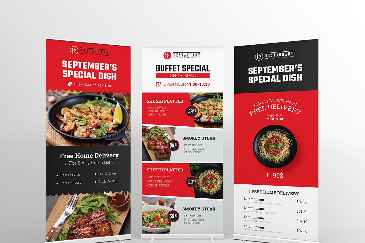 Restaurant Roll UP Banner in Flyer Templates - product preview 8
