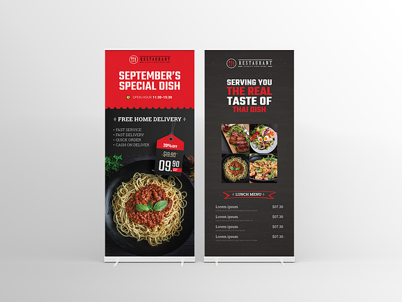Restaurant Roll UP Banner in Flyer Templates - product preview 1