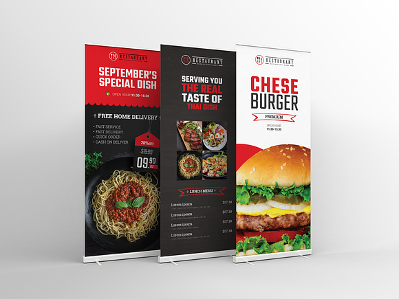 Restaurant Roll UP Banner in Flyer Templates - product preview 2