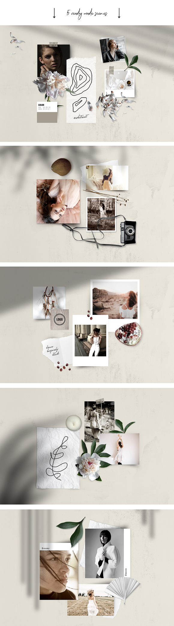 Realistic Mood Board Mockup -Vintage in Branding Mockups - product preview 8