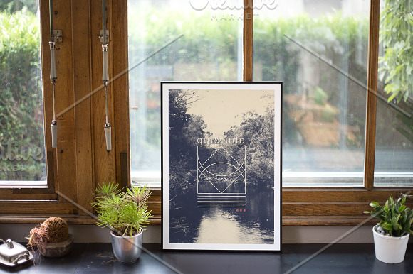 Framed Poster in front of Window in Product Mockups - product preview 1