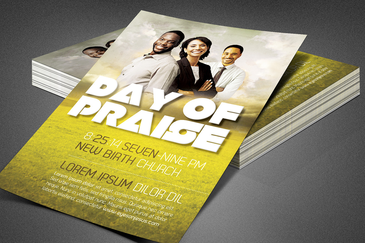 Day of Praise Church Flyer Template in Flyer Templates - product preview 8