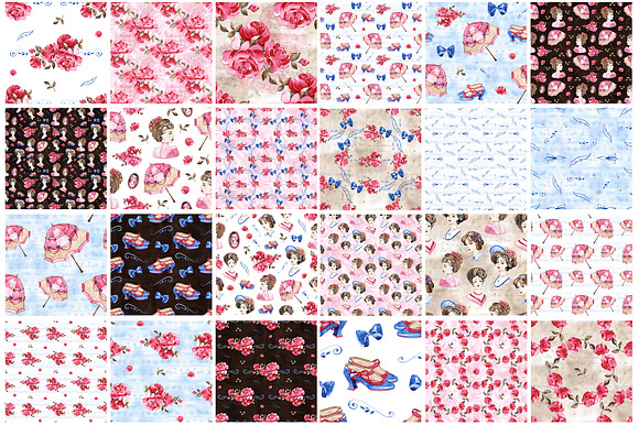 1900's. Watercolor seamless patterns in Patterns - product preview 2