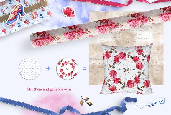 1900's. Watercolor seamless patterns in Patterns - product preview 3