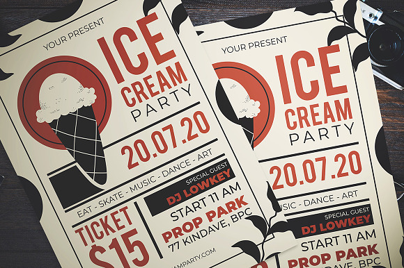 Ice Cream Party Flyer in Flyer Templates - product preview 1