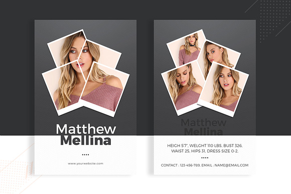 Fashion Model comp card Template in Card Templates - product preview 1