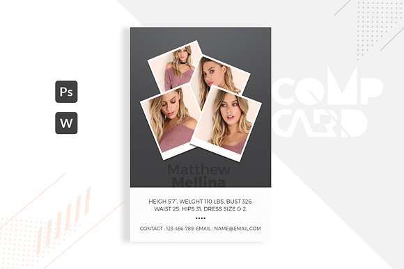 Fashion Model comp card Template in Card Templates - product preview 3