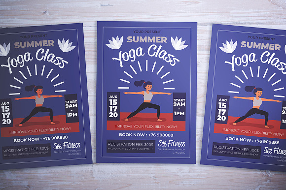 Summer Yoga Class Flyer in Flyer Templates - product preview 1