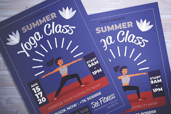 Summer Yoga Class Flyer in Flyer Templates - product preview 2