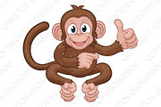 Monkey Cartoon Animal Thumbs Up