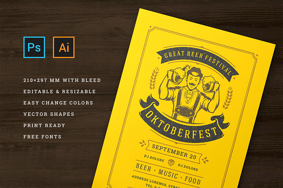 Oktoberfest flyer or poster template in Flyer Templates - product preview 2