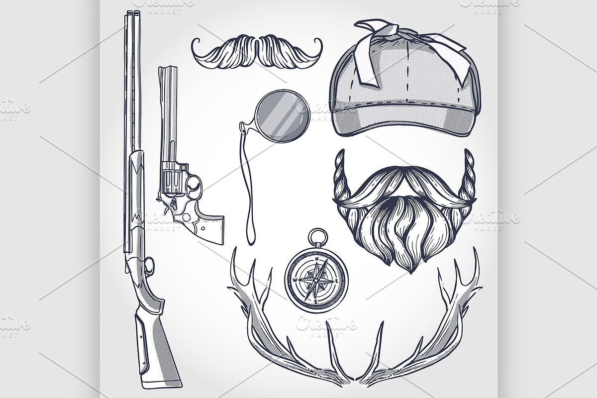 Attributes of hunter icon in Illustrations - product preview 8