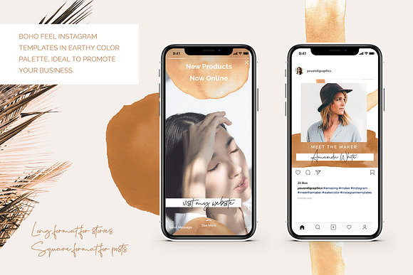 Instagram Watercolor Posts + Stories in Instagram Templates - product preview 1