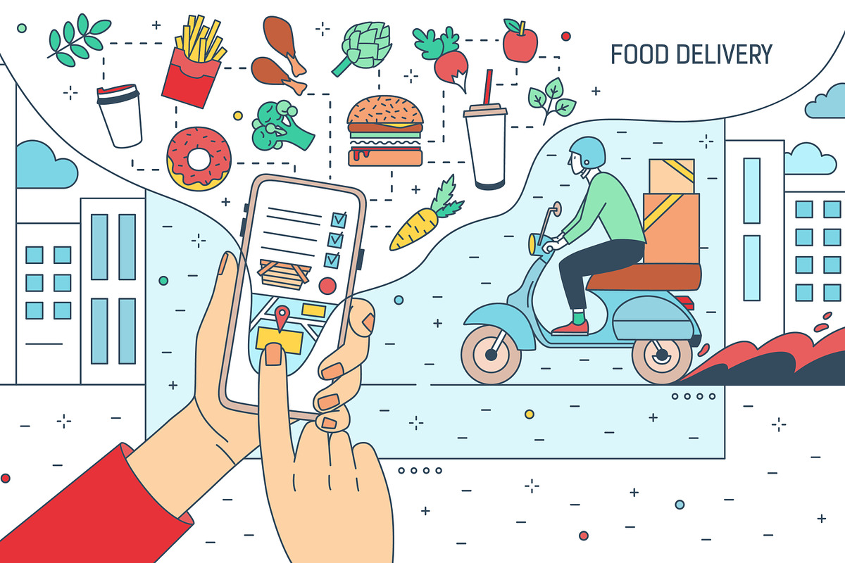 Food delivery app banner, flyer in Illustrations - product preview 8
