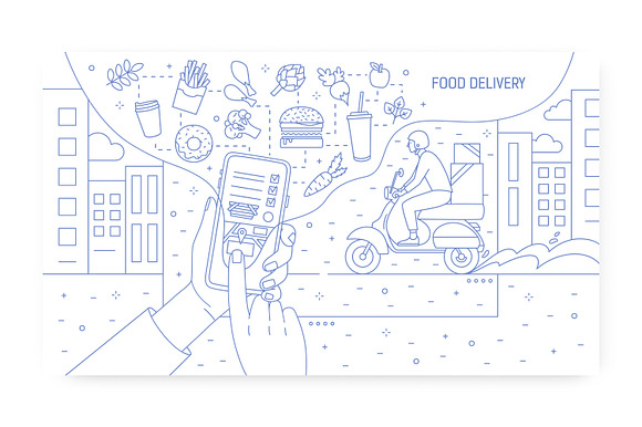 Food delivery app banner, flyer in Illustrations - product preview 2